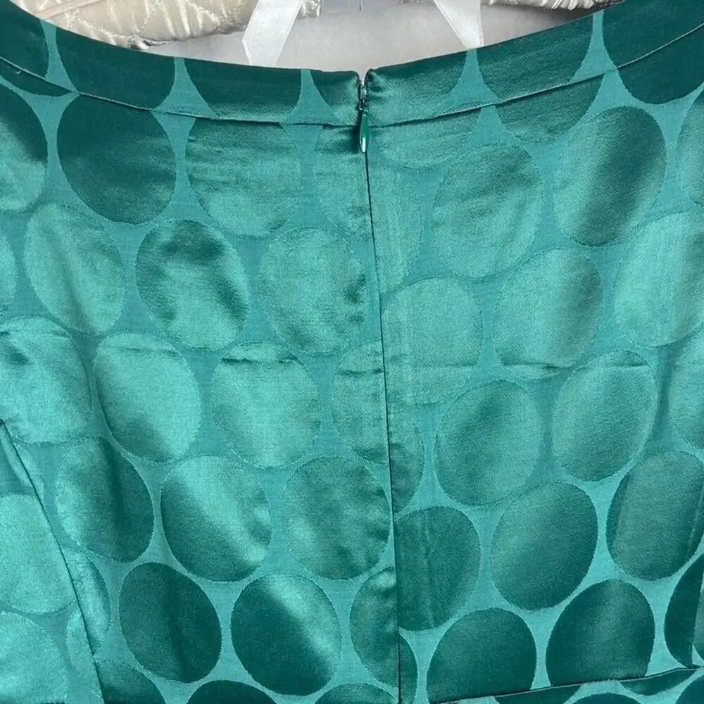 Banana Republic Dress Womens Size 10 Green Dotted Silky Sheath Wool Blend Midi